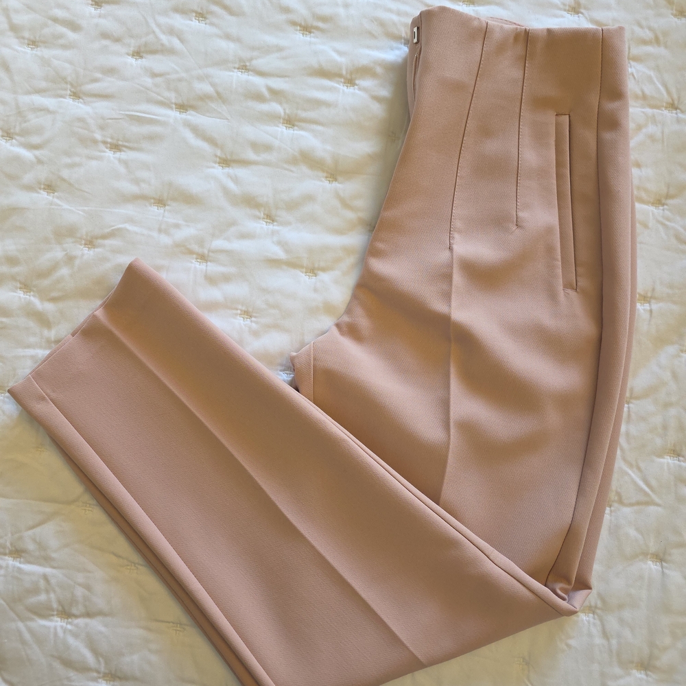 Zara Blush Tailored High-Rise Straight Pants